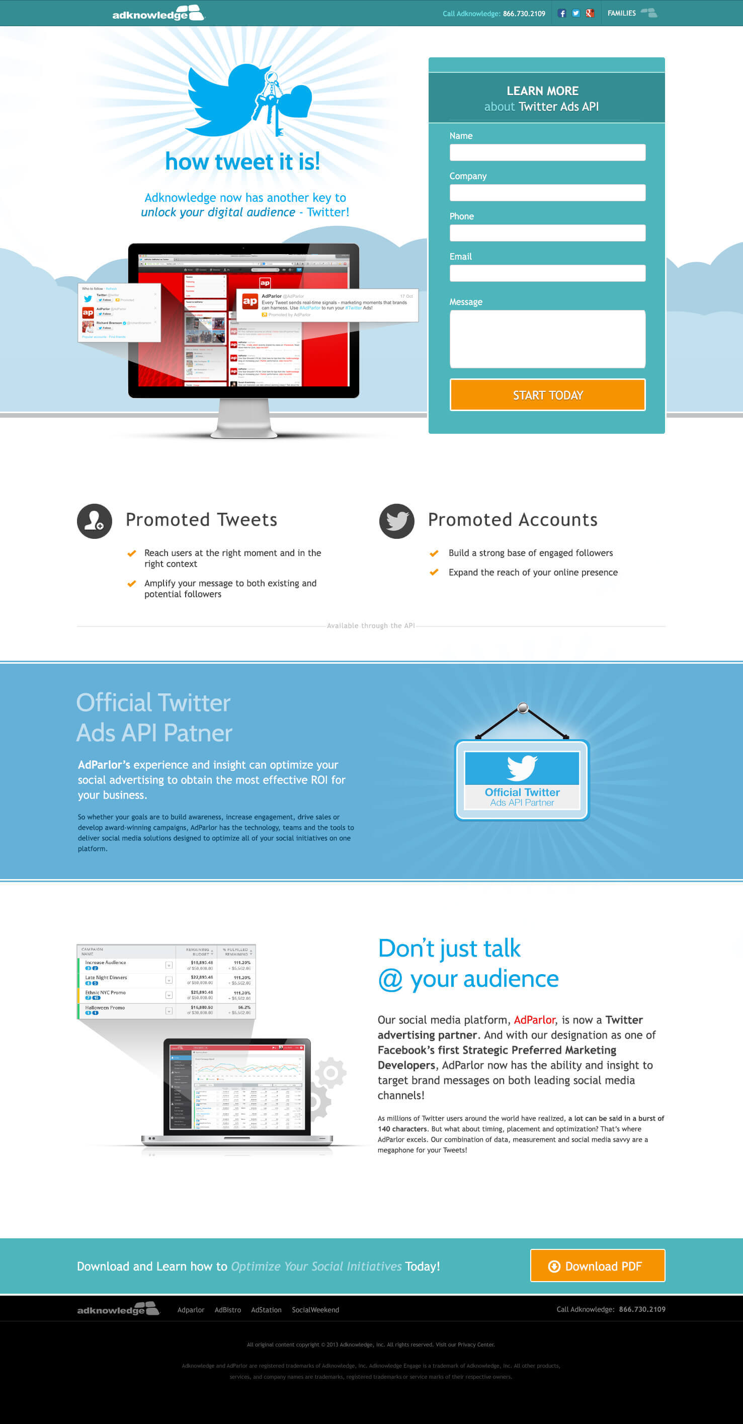 Adknowledge - How Tweet It Is - Twitter Landing Page