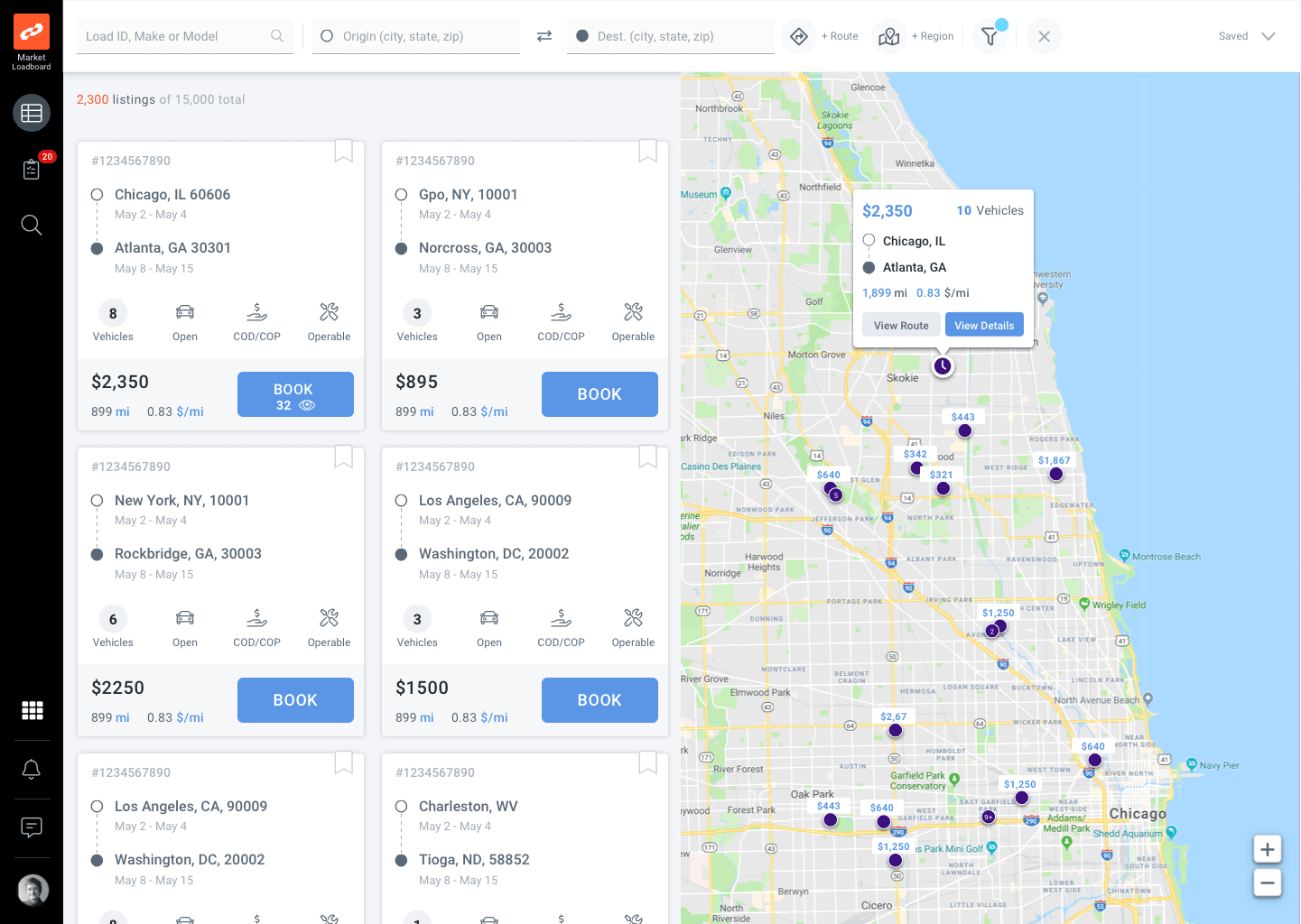 Load Board 2.0: Grid View with Map
