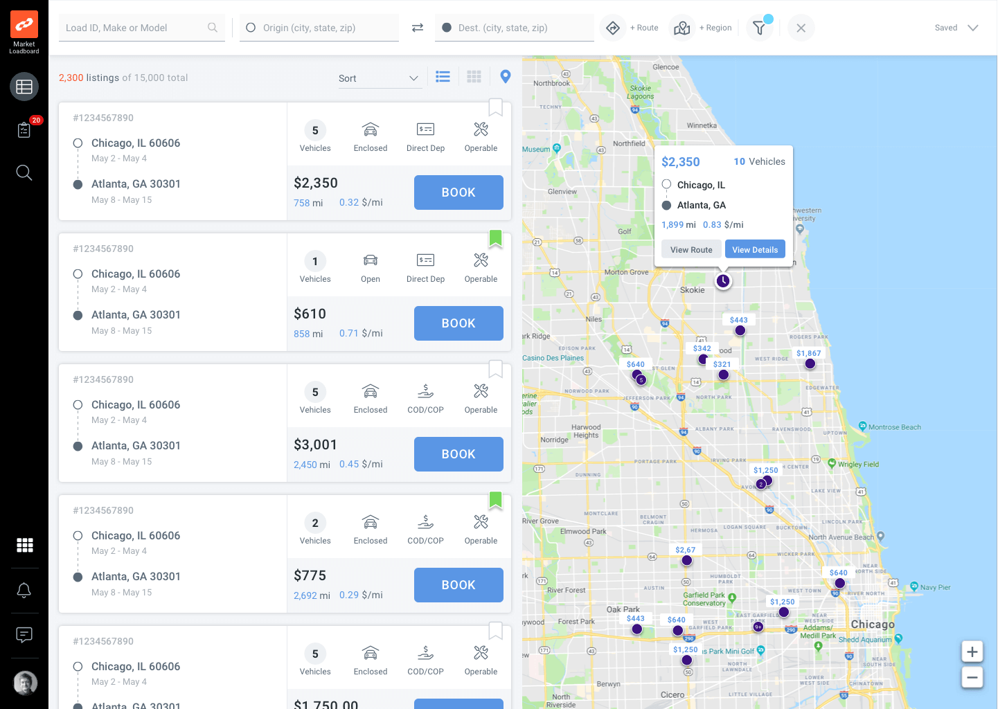 Load Board 2.0: List View with Map